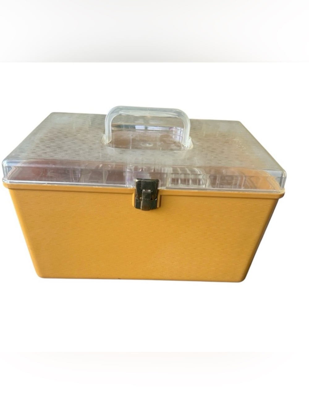 Vintage Wilson Mfg Corp Plastic Sewing Box with 2 Trays in Harvest Gold